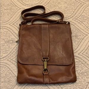 Italian Leather Cross Body Purse Tan